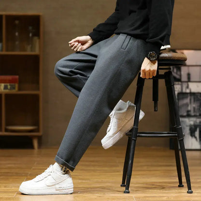 Autumn/Winter Woolen Pants Men Warm Fashion Retro Multicolor Casual Pants Mens Streetwear Loose Korean Straight Trousers Mens