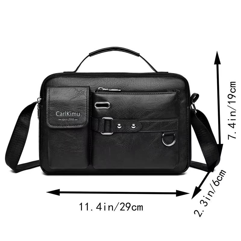 Men'S Retro Messenger Bag with Waterproof Design, Large Capacity Laptop Briefcase for Office Work, Travel and School