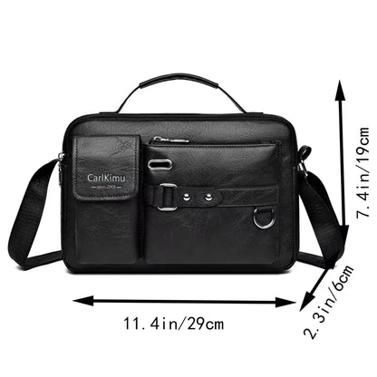 Men'S Retro Messenger Bag with Waterproof Design, Large Capacity Laptop Briefcase for Office Work, Travel and School