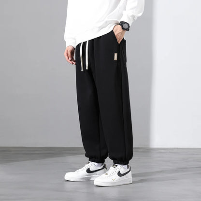 Korean Fashion Sweatpants New Autumn Light Gray Baggy Wide-Leg Pants Streetwear Casual plus Size Trousers Male 6XL 7XL 8XL