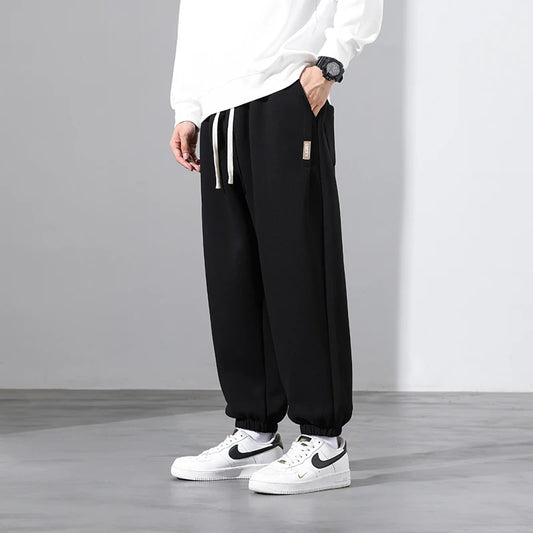 Korean Fashion Sweatpants New Autumn Light Gray Baggy Wide-Leg Pants Streetwear Casual plus Size Trousers Male 6XL 7XL 8XL