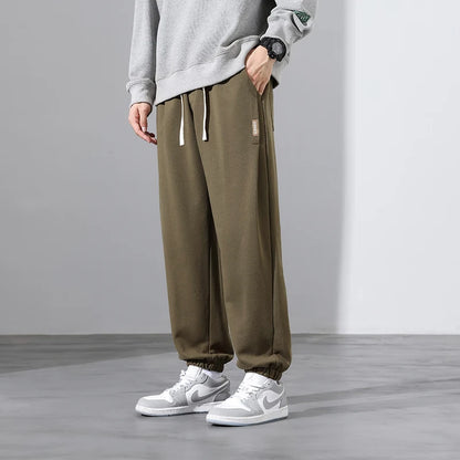 Korean Fashion Sweatpants New Autumn Light Gray Baggy Wide-Leg Pants Streetwear Casual plus Size Trousers Male 6XL 7XL 8XL