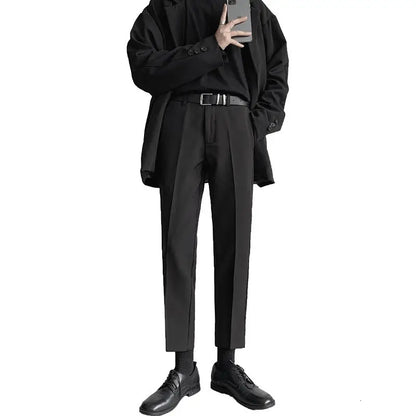 Korean Black Suit Pants Men Slim Fashion Solid Color Business Society Dress Pants Men Straight Pants Men Soffice Formal Trousers