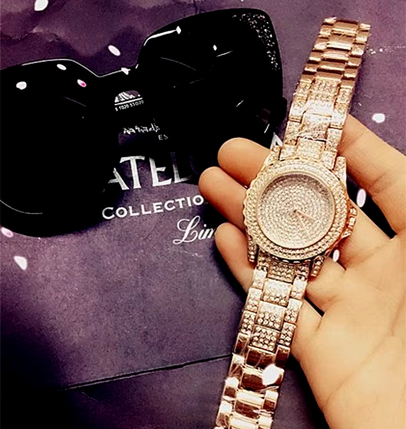Feminino Relogio Women Watches Crystal Full Steel Ladies Wristwatch Quartz Woman Reloj Hombre Montre Femme Zegarek Damski Saati
