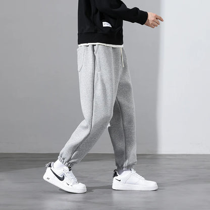 Korean Fashion Sweatpants New Autumn Light Gray Baggy Wide-Leg Pants Streetwear Casual plus Size Trousers Male 6XL 7XL 8XL