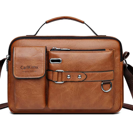 Men'S Retro Messenger Bag with Waterproof Design, Large Capacity Laptop Briefcase for Office Work, Travel and School