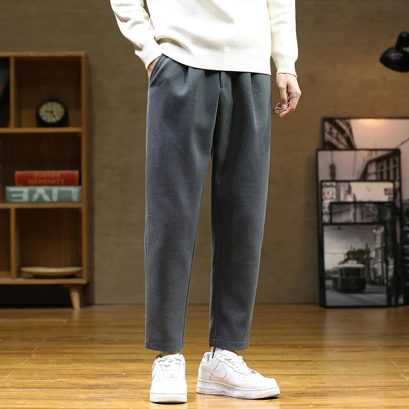 Autumn/Winter Woolen Pants Men Warm Fashion Retro Multicolor Casual Pants Mens Streetwear Loose Korean Straight Trousers Mens