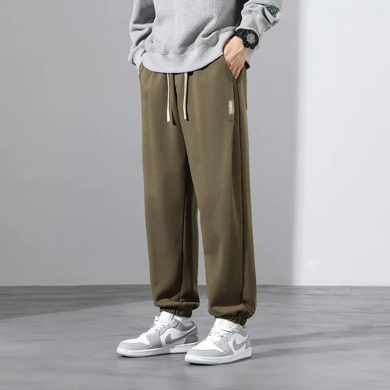 Korean Fashion Sweatpants New Autumn Light Gray Baggy Wide-Leg Pants Streetwear Casual plus Size Trousers Male 6XL 7XL 8XL