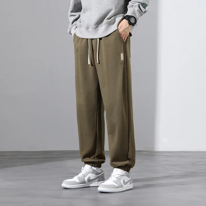 Korean Fashion Sweatpants New Autumn Light Gray Baggy Wide-Leg Pants Streetwear Casual plus Size Trousers Male 6XL 7XL 8XL