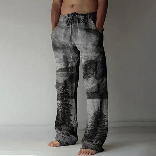 Stars and Stripes Straight Full Length Wide Leg Pants Printed Hipster Fashion Trousers Streetwear Jogger Sweatpants Men Clothing