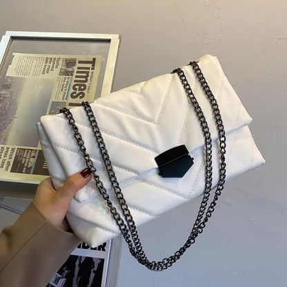 New Casual Chain Crossbody Bags for Women Fashion Simple Shoulder Bag Ladies Designer Handbags PU Leather Messenger Bags
