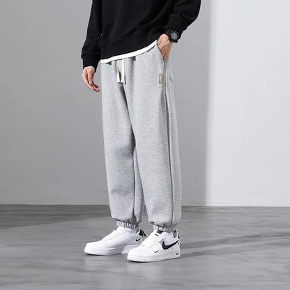 Korean Fashion Sweatpants New Autumn Light Gray Baggy Wide-Leg Pants Streetwear Casual plus Size Trousers Male 6XL 7XL 8XL