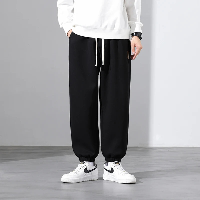 Korean Fashion Sweatpants New Autumn Light Gray Baggy Wide-Leg Pants Streetwear Casual plus Size Trousers Male 6XL 7XL 8XL