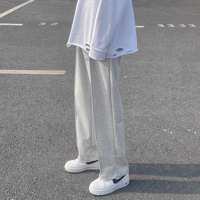 Drawstring Sweatpants Men'S Fashion Casual Wide-Leg Pants Men Streetwear Loose Straight Trousers Mens Joggers Track Pants S-2XL