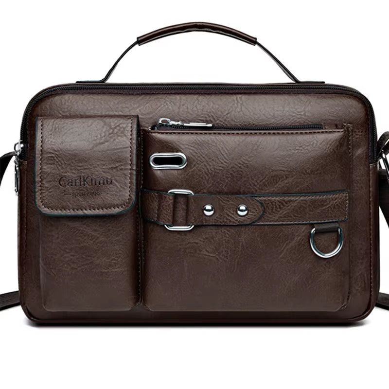 Men'S Retro Messenger Bag with Waterproof Design, Large Capacity Laptop Briefcase for Office Work, Travel and School