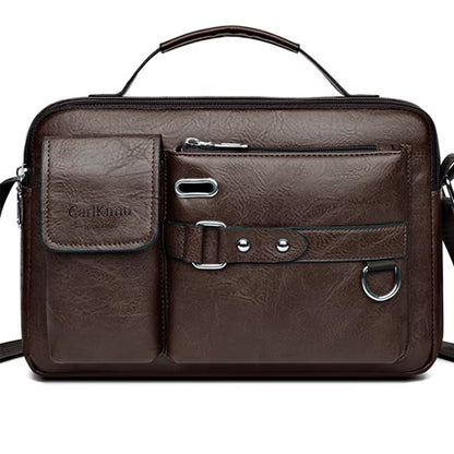 Men'S Retro Messenger Bag with Waterproof Design, Large Capacity Laptop Briefcase for Office Work, Travel and School